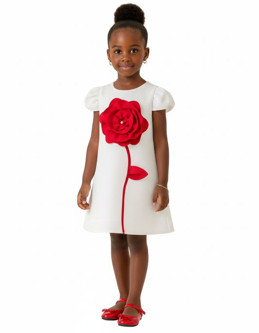 Robe élégante blanche et rouge