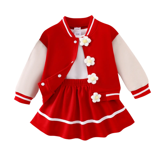 Ensemble bomber Avec jupe rouge blanc